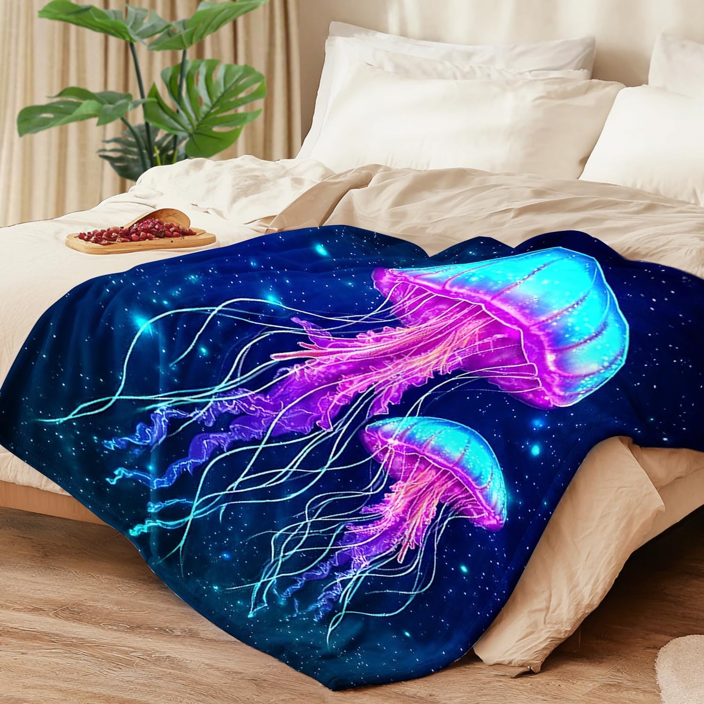 Jellyfish Blanket Jellyfish Fleece Throw Blanket Super Soft Fuzzy Plush Cozy Warm Jellyfishes Decor Stuffed Bedding Blankets Gift for Boys Girls Men Women Kids & Adult 50"x40"