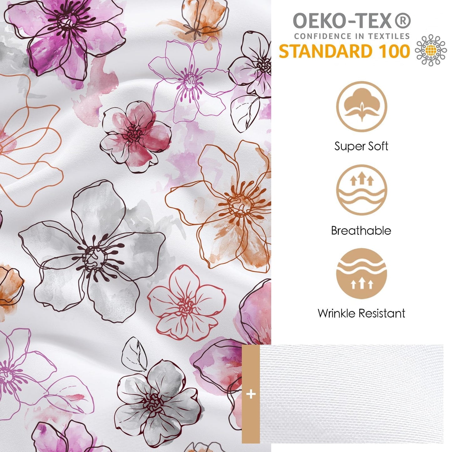 YIYEA Floral Fitted Sheet Only, Premium Double Brushed Microfiber Deep Pocket Fitted Sheet Queen Size, Ultra Soft Fitted Bottom Sheet, Shrinkage, Fade Resistant, Queen
