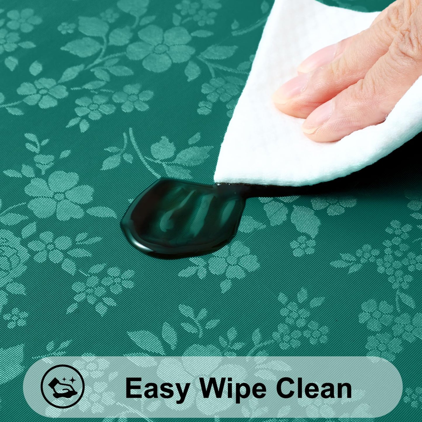 Smiry Rectangle Table Cloth, Waterproof Heavy Duty Vinyl Tablecloths, Wipeable Washable Table Cover for Kitchen and Dining Room (Christmas Green, 60" X 102")
