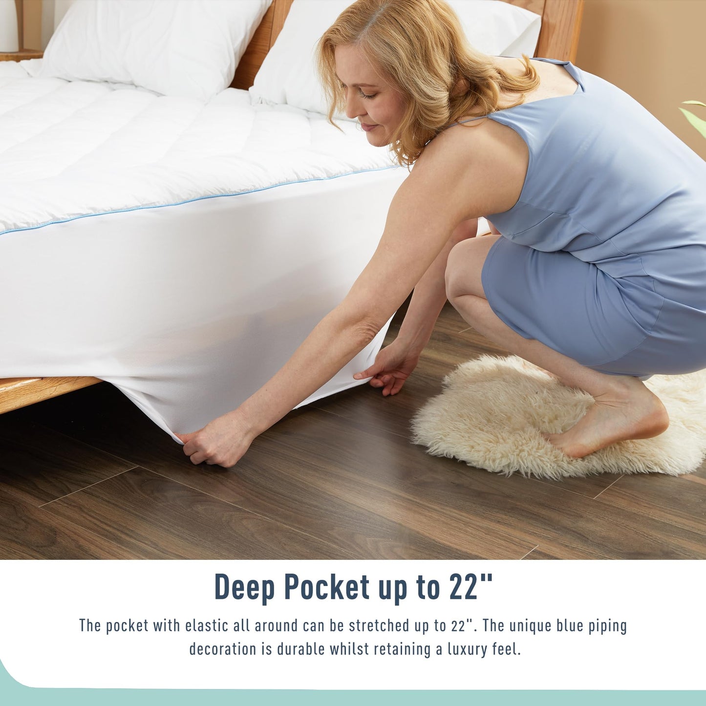 HOMTEC Twin Size Mattress Protector for College Dorm Waterproof Quilted Mattress Cover Cotton Mattress Pad Cover Extra Deep Pocket 18-22" Thin Version Hypoallergenic & Soft