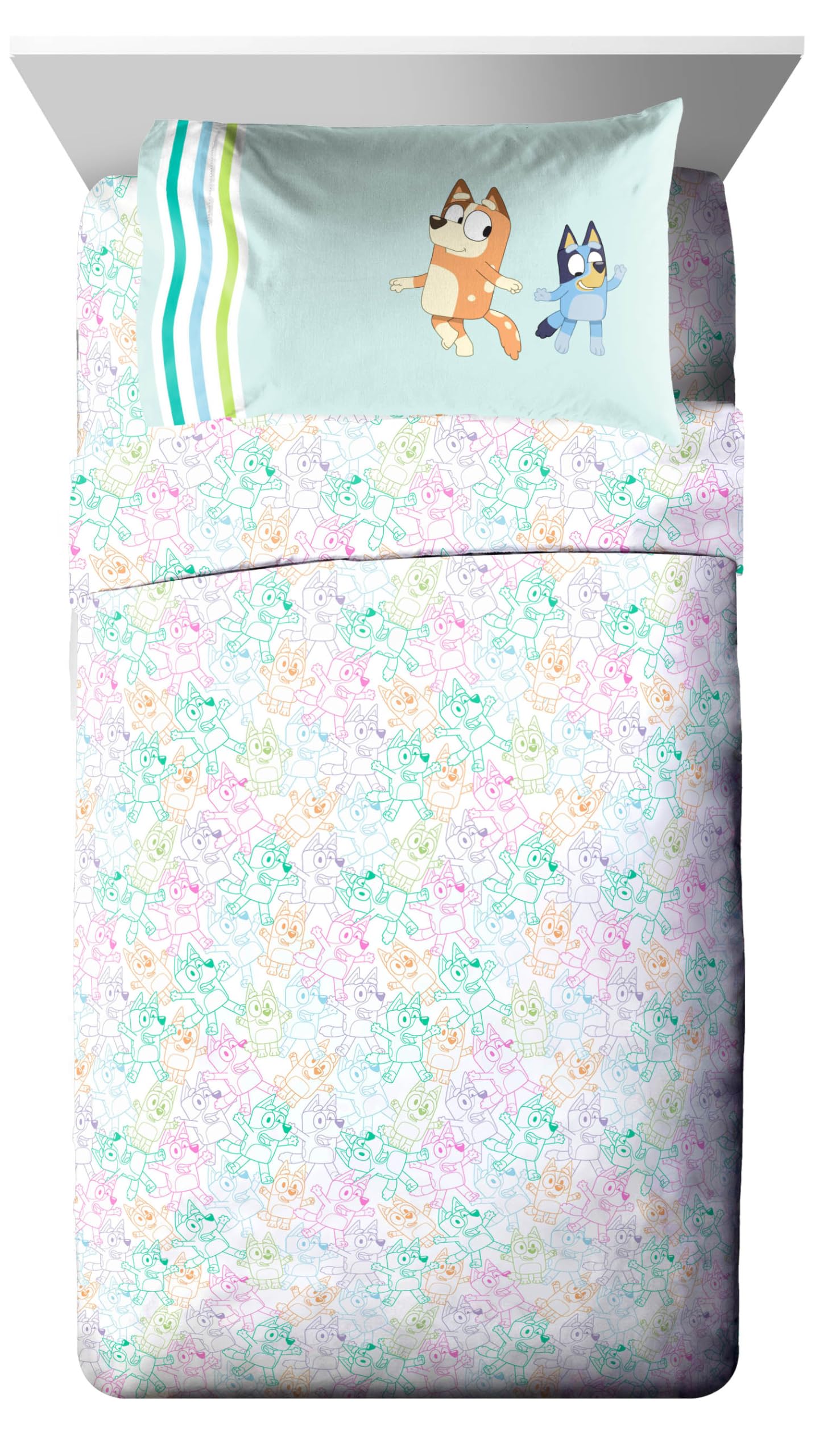 Jay Franco Kids Bed Set, Blue, Bluey, 5 Piece Twin