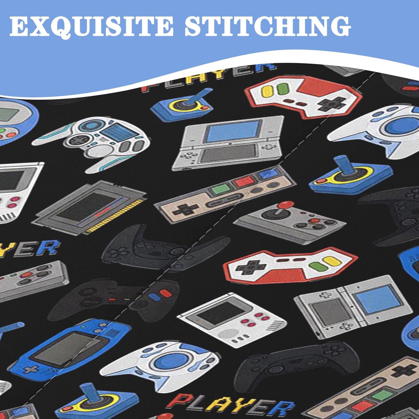 Nesker Zipper Bedding Twin Retro Colorful Gamepad Zip Up Bedding Set for Boys and Kids, Gaming Controller 3 Pcs Comforter Bed in a Bag with Fitted Sheet and 2 Pcs Pillowcases