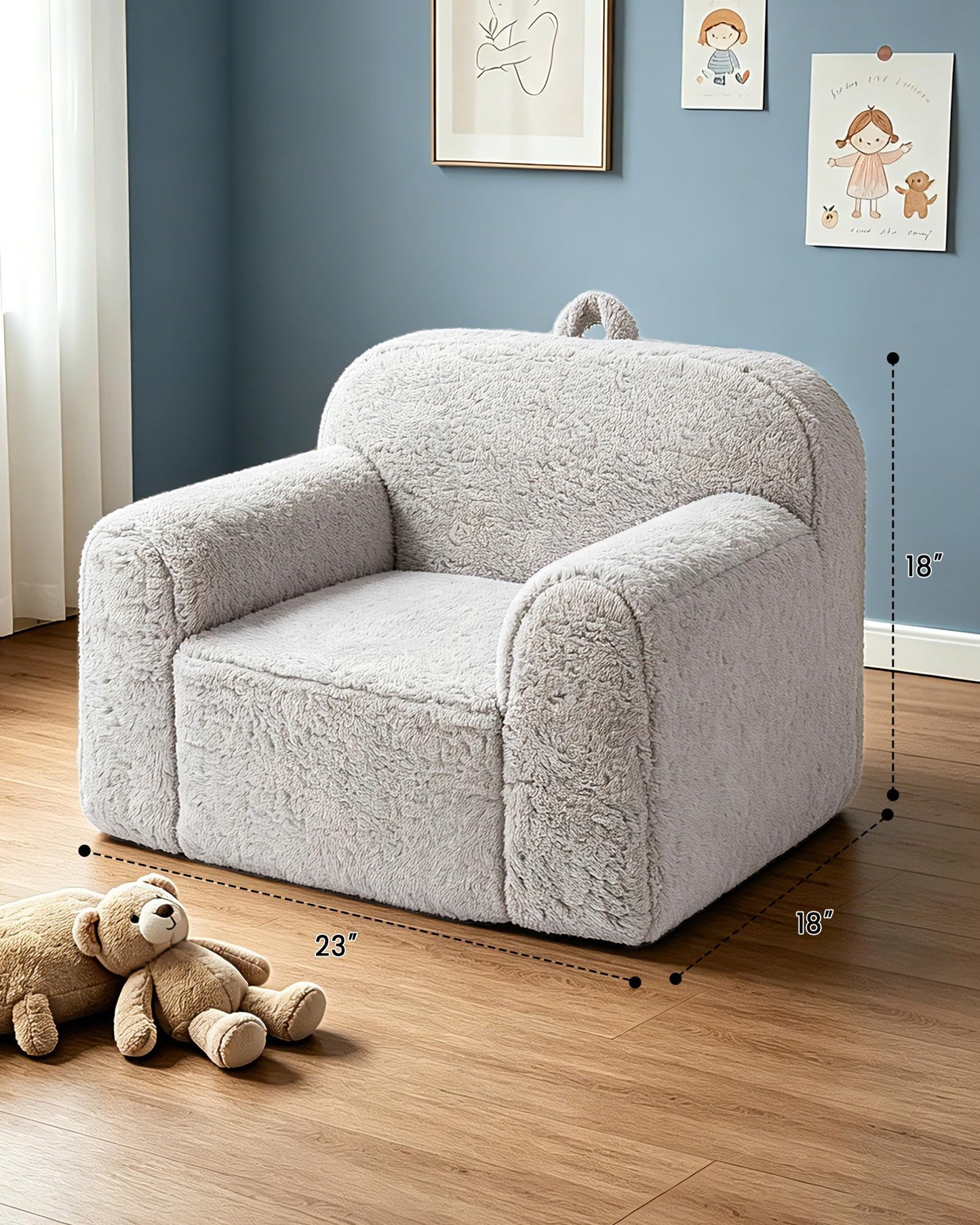 Pterying Kids Chair with Washable Soft Sherpa Cover