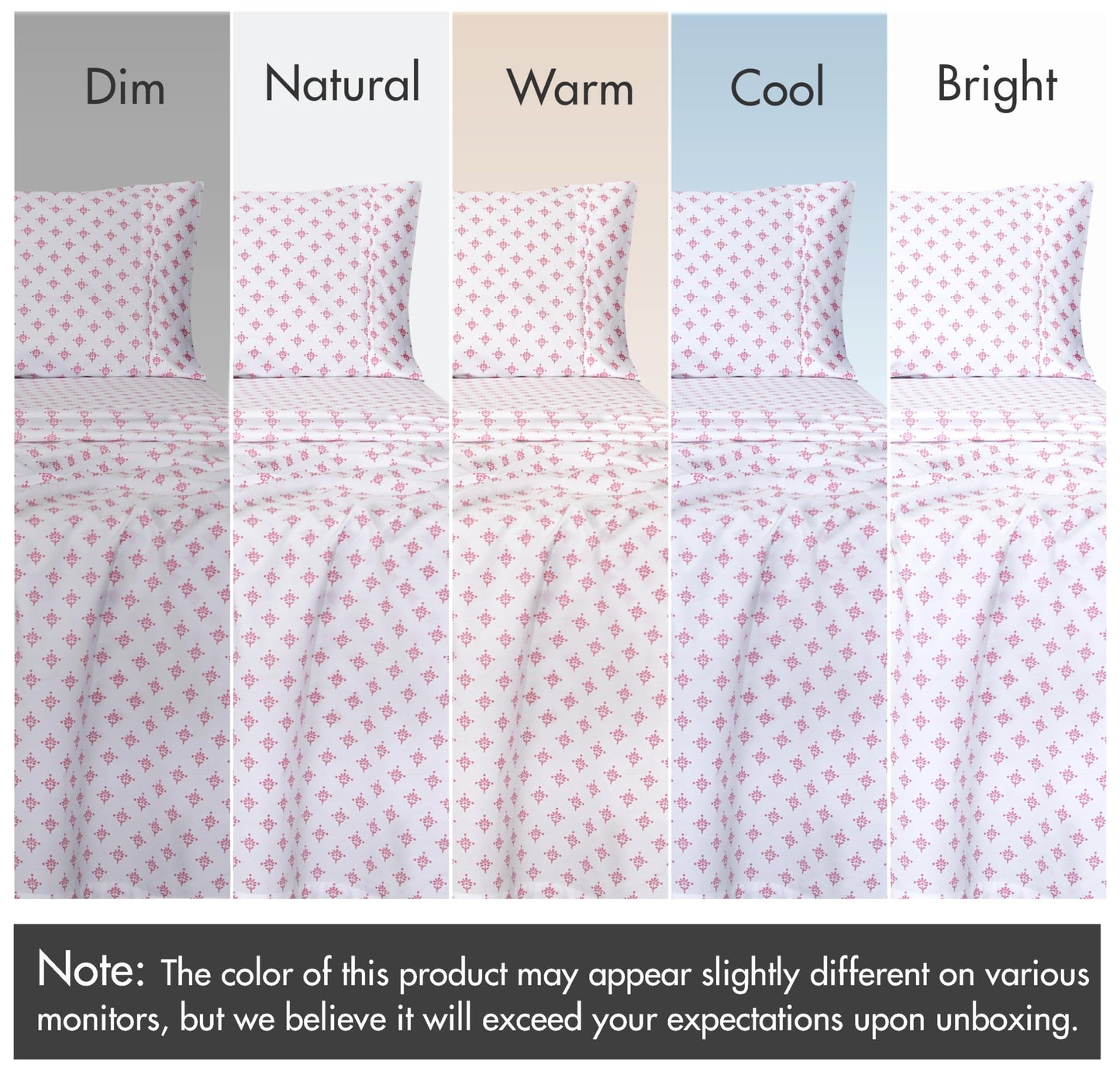 RUVANTI 100% Cotton Percale Sheets Queen Size, Block Print Motif