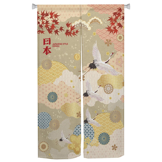 XMJJKUF Long Style Japanese Noren Doorway Curtain Japanese Doorway Curtain Feng Shui Window Treatment Cranes Printed Door Tapestry Polyester for Room Divider Kitchen Home Decor,33.5"x 70.9"