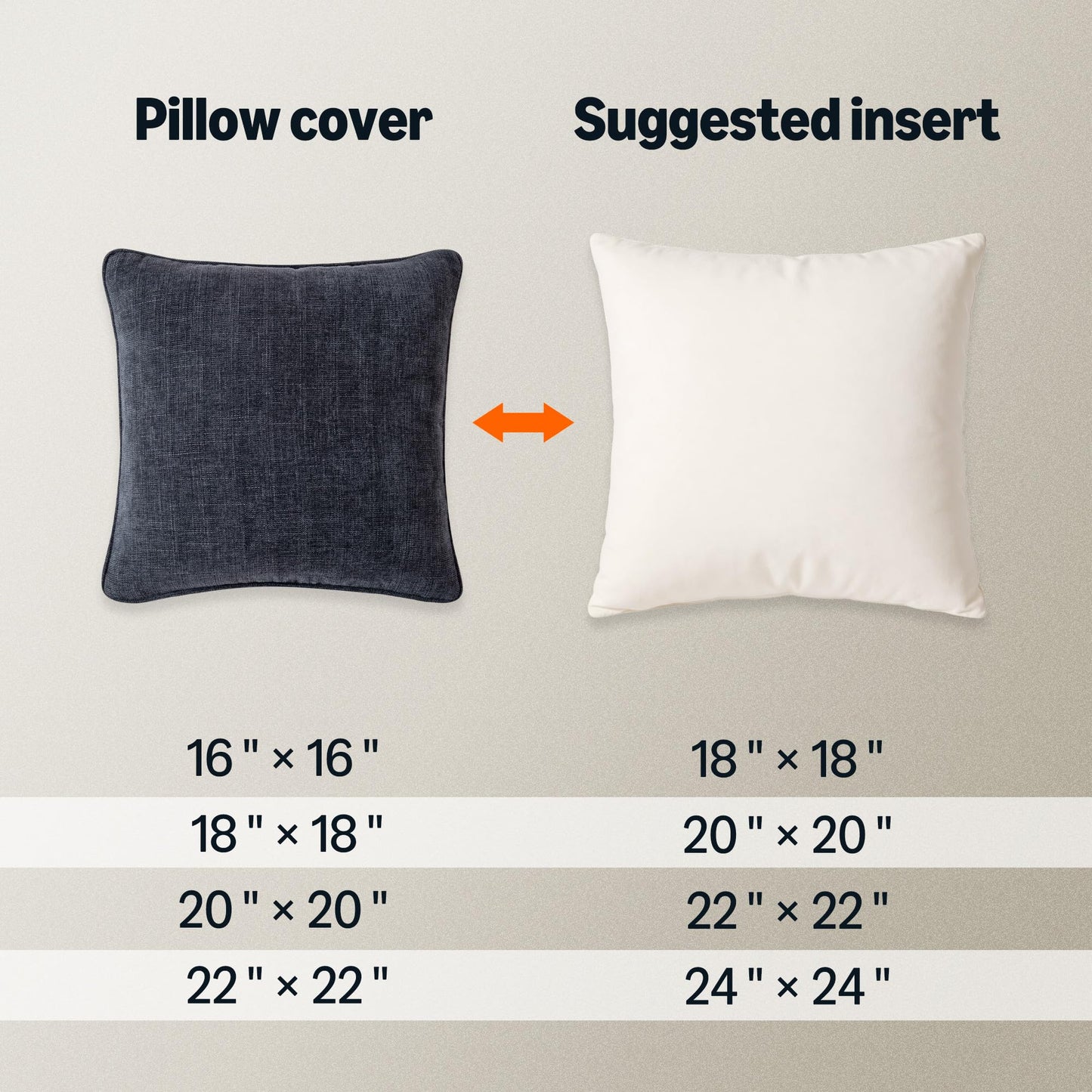 Amazon Basics Faux Linen Throw Pillow Covers with Hidden Zipper Closure, 16 × 16in, Navy Blue, Pack of 2