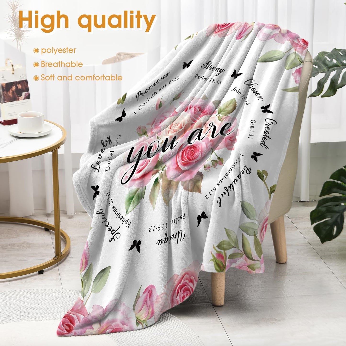 Hohoto Christian Blanket Gifts for Women Girls Mom Wife Female Friends Birthday Christmas Catholic Spiritual Baptism Comformation Inspirational Religious Faith Gift Godmother Sisters Throw 50"x60"