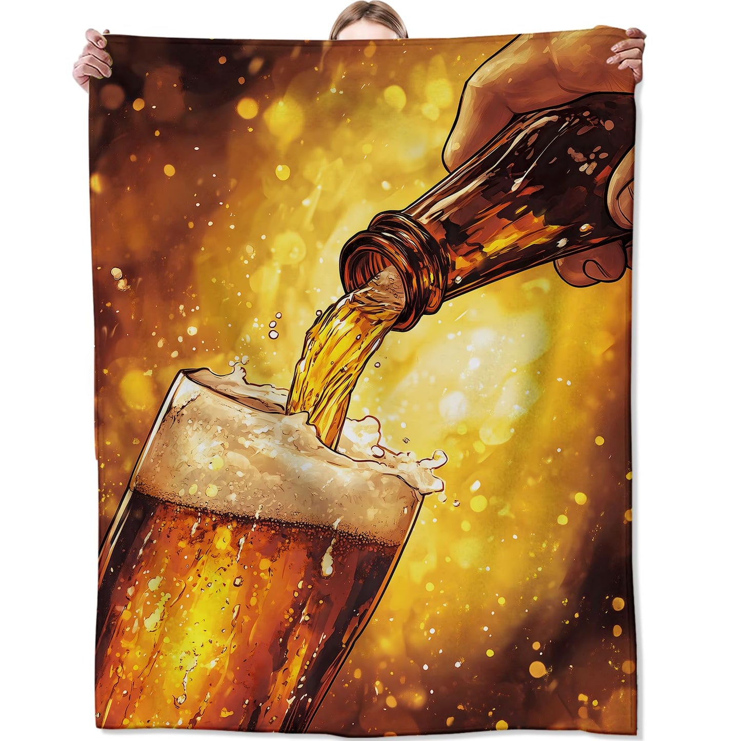 Beer Blankets for Adult Kids, Flannel Beer Throw Blanket, Birthday Gifts, Beer Decor for Sofa Couch Bed Living Room Soft Warm Lightweight Cozy 60" x 50"