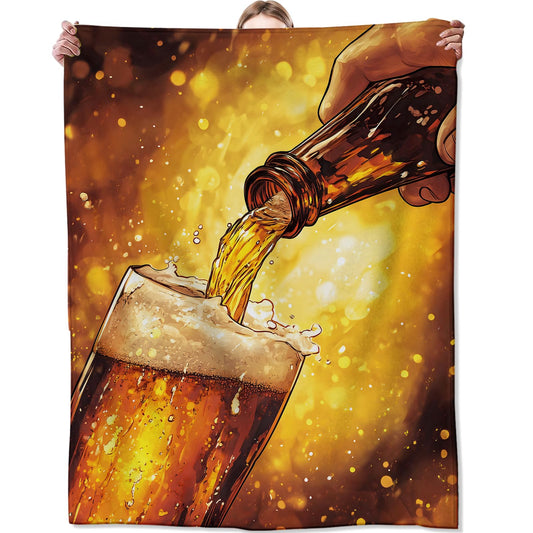 Beer Blankets for Adult Kids, Flannel Beer Throw Blanket, Birthday Gifts, Beer Decor for Sofa Couch Bed Living Room Soft Warm Lightweight Cozy 60" x 50"