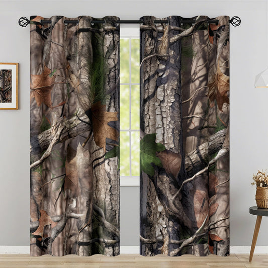 Sanzugh Camo Hunting Blackout Curtains 84 Inch Long 2 Panels Set, Rustic Cabin Camouflage Black Out Patterned Printed Window Curtain for Mens Boys Bedroom Living Room, Grommet Window Drapes
