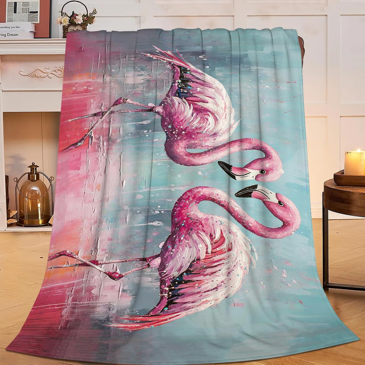 Pink Flamingo Throw Blanket Tropical Flamingos Blankets Fleece Plush Super Soft Cozy Warm Lightweight Flamingo Lover Decor Gifts for Boys Girls Kids Adults Men Women 40" x 50"