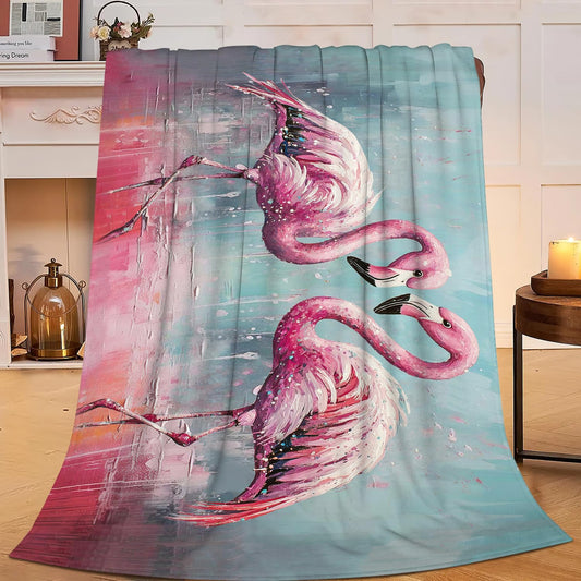 Pink Flamingo Throw Blanket Tropical Flamingos Blankets Fleece Plush Super Soft Cozy Warm Lightweight Flamingo Lover Decor Gifts for Boys Girls Kids Adults Men Women 40" x 50"