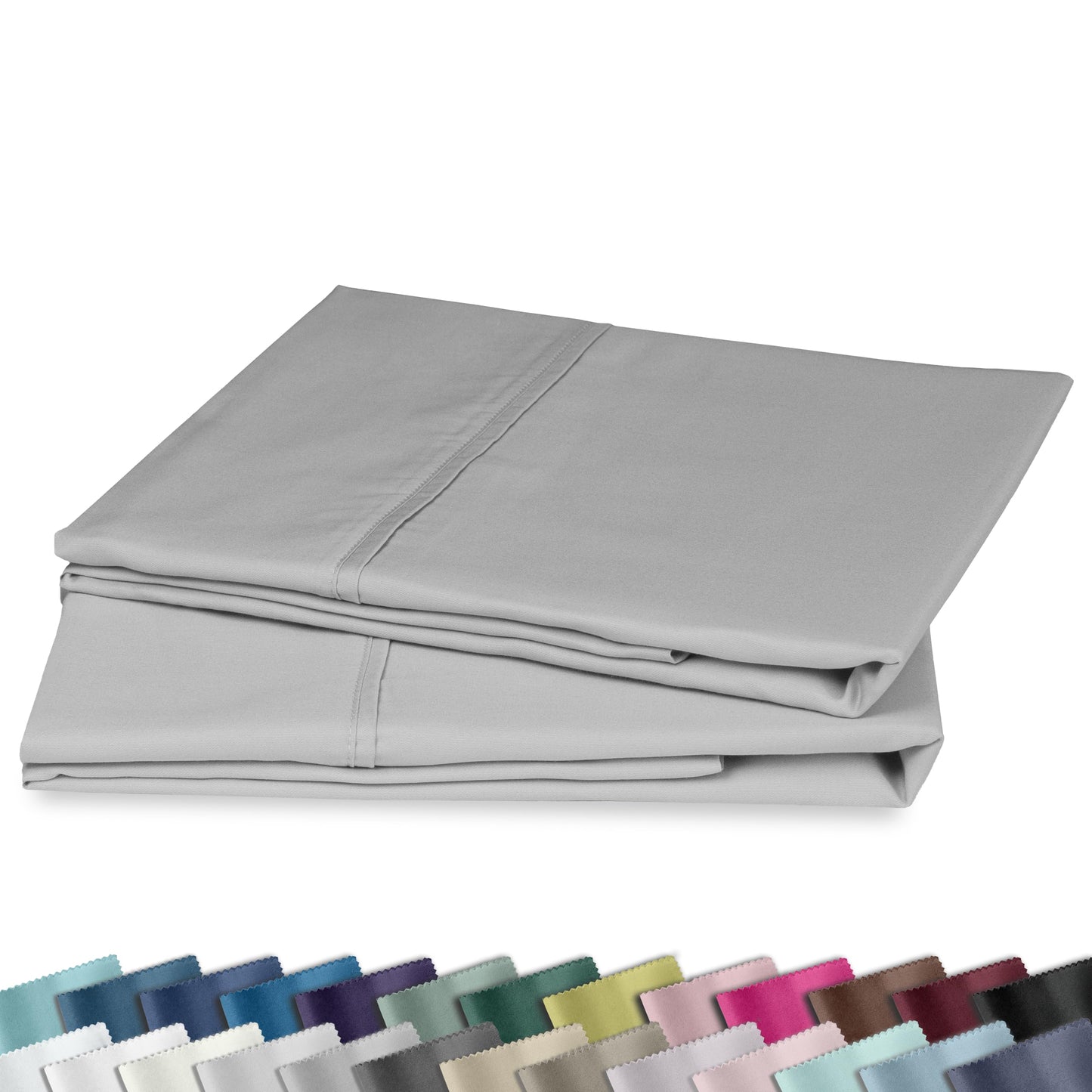 California Design Den Standard Queen Size Pillowcase Set - 400 Thread Count, 100% Cotton Sateen, Set of 2 Pillow Covers, Soft and Breathable - Light Grey