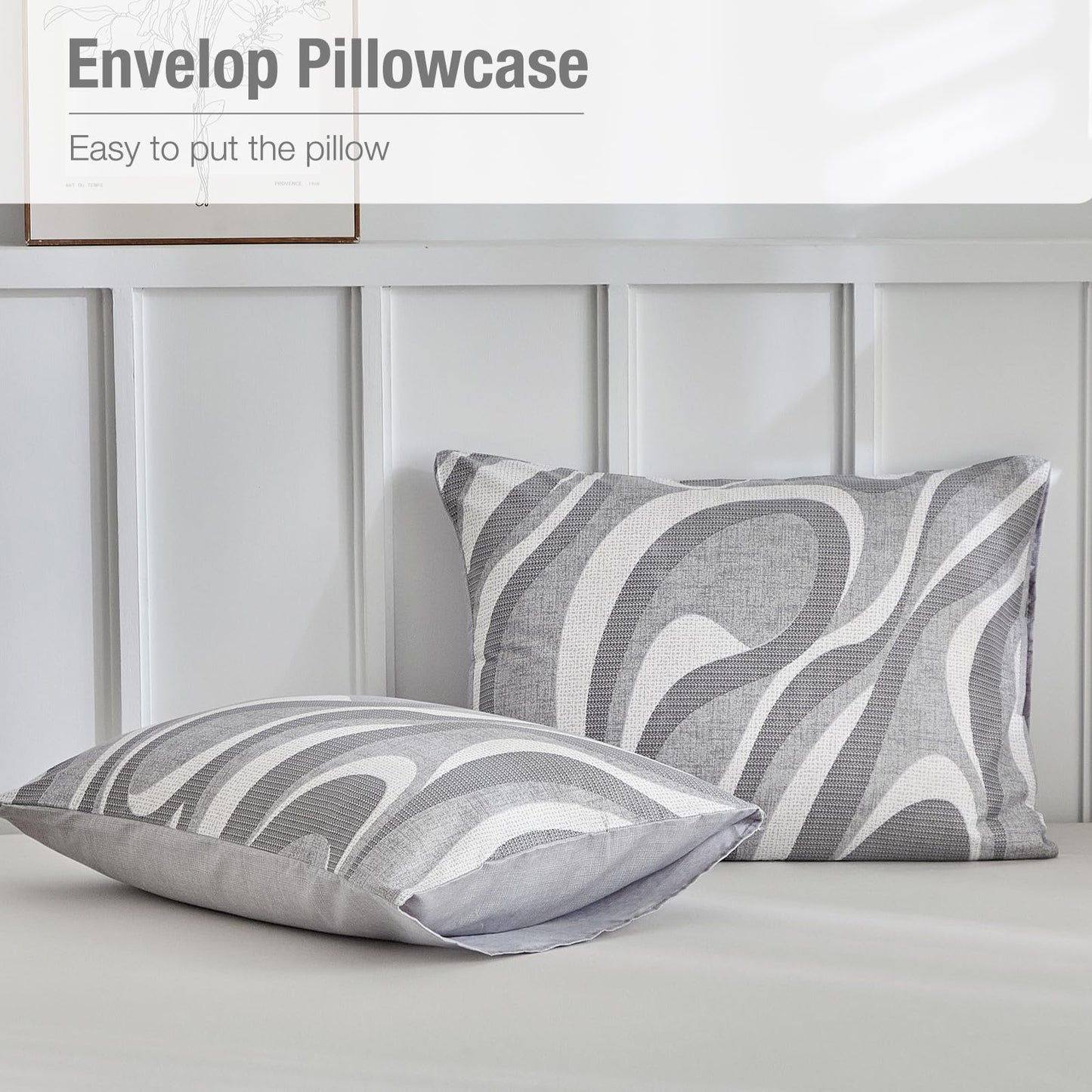Lekesky Grey Duvet Cover King Size, Abstract Geometric Print King Duvet Cover Set, 3 Pieces Soft Microfiber Duvet Cover Modern Bedding Set (1 Duvet Cover 104"x90", 2 Pillowcases 20"x36")