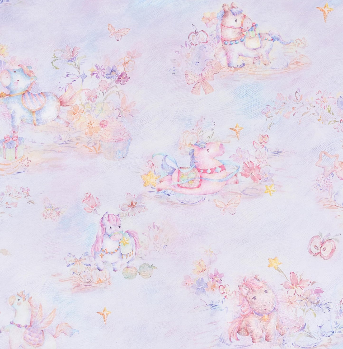 Scientific Sleep Pastel Unicorn Pony Horse Flower Fairy Tale Cute Adorable Colourful 100% Cotton Bed Sheet Set Kids Girls Junior, Flat Sheet & Fitted Sheet & Pillowcase Bedding Set (Pretty Pony, Twin)