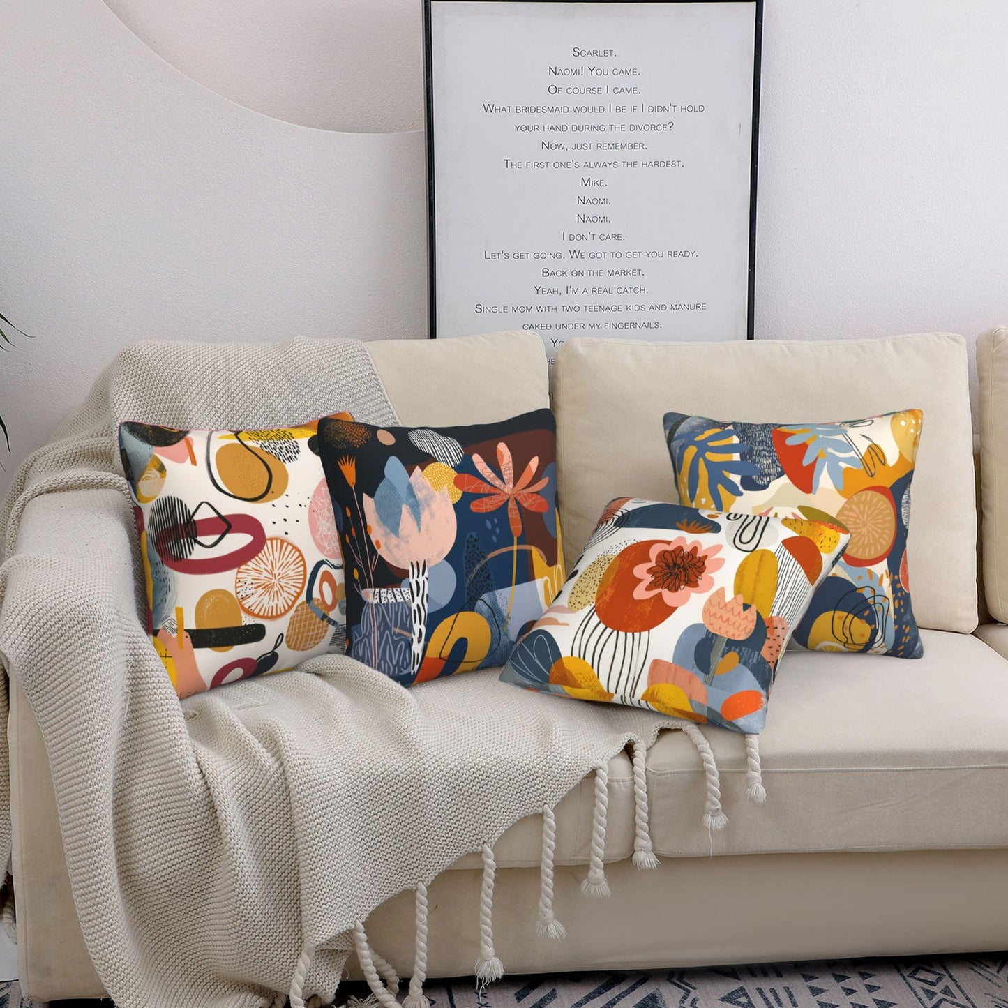 Zntuv Abstract Art Throw Pillow Covers 18 X 18 Inch Set of 4 Decorative Cushion Cover Home Decor for Sofa Chair Couch Bedroom Living Room