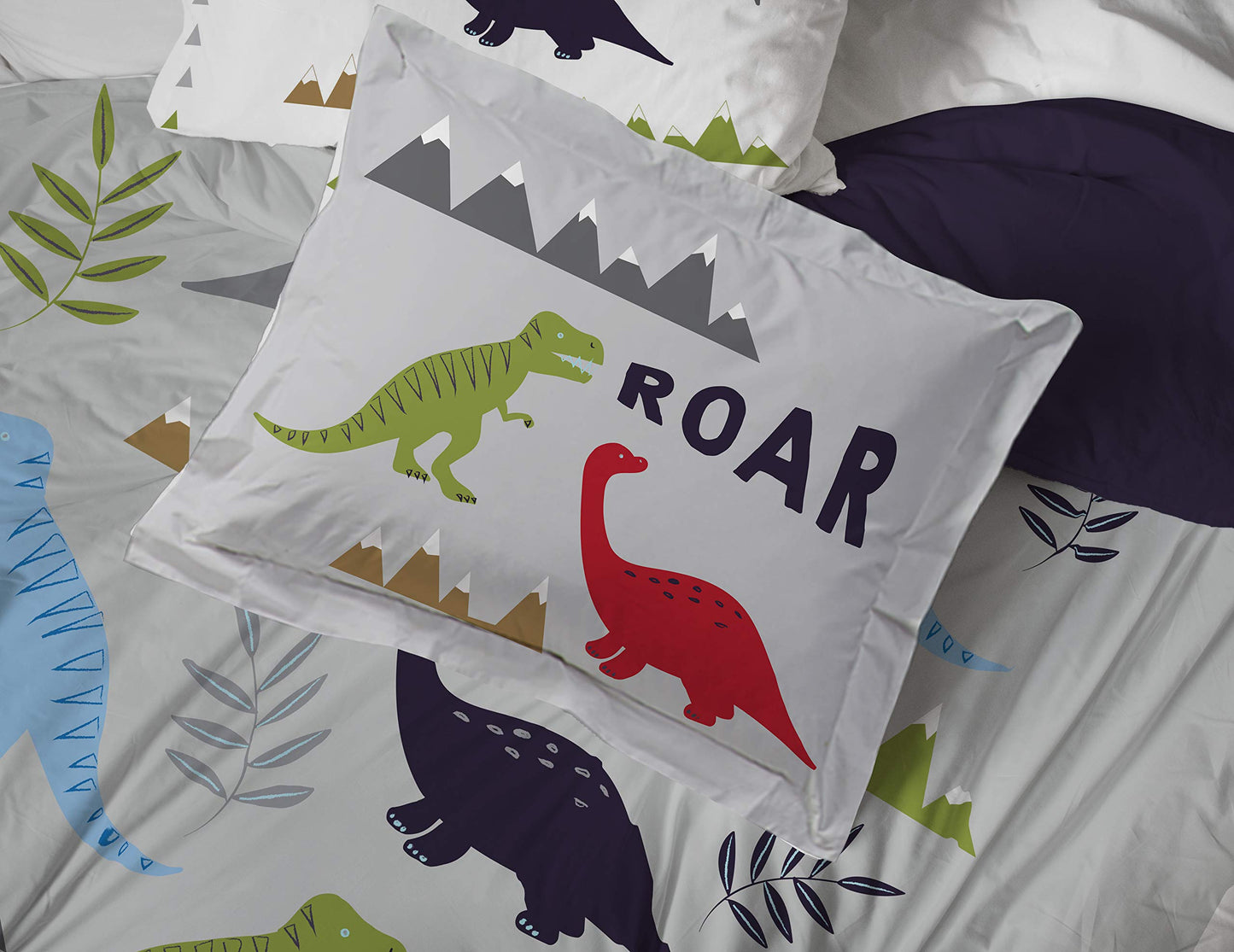 Jay Franco Trend Collector Dinosaur Roar 7 Piece Full Bed Set - Includes Comforter & Sheet Set - Super Soft Fade Resistant Microfiber Bedding