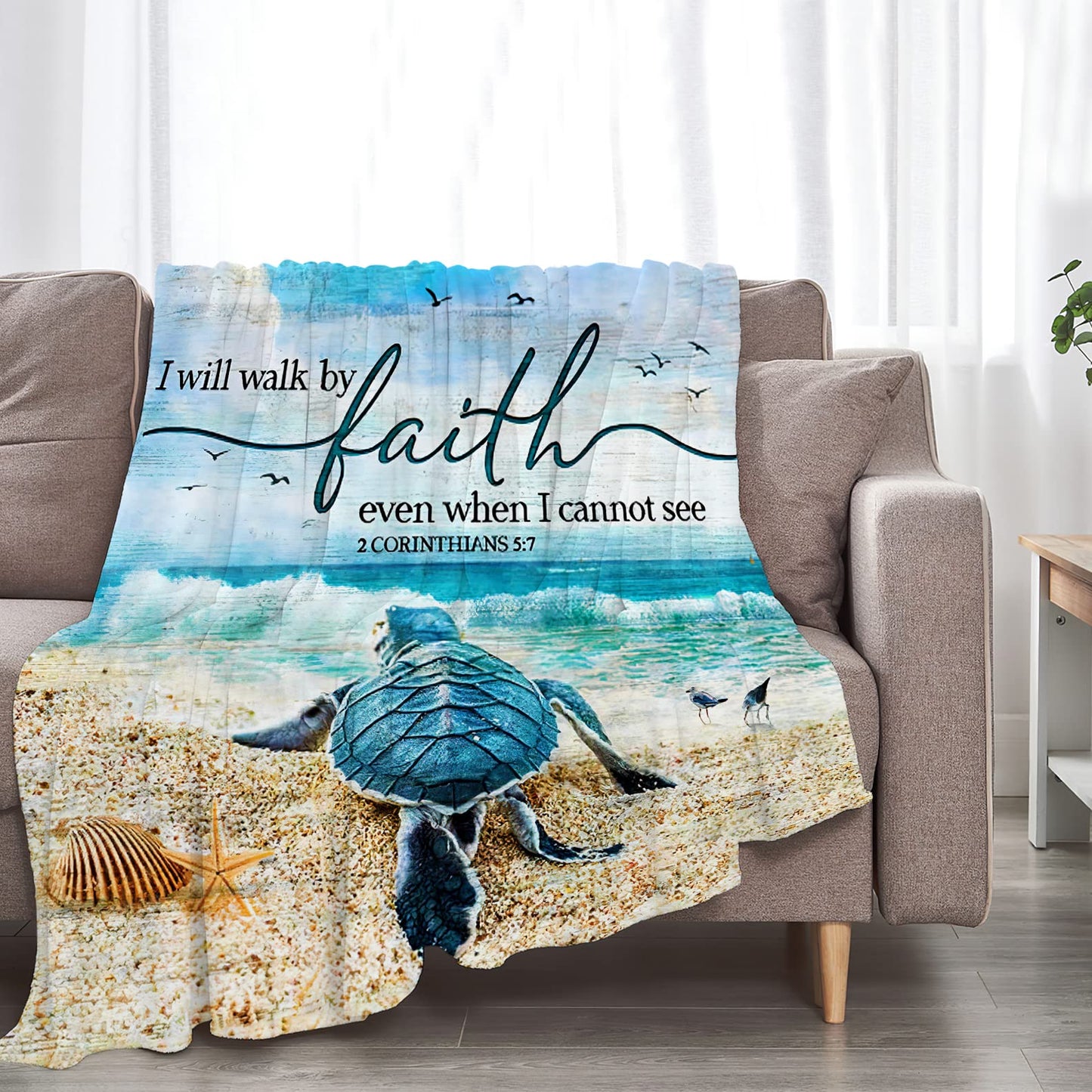 Jinflower Sea Turtle Throw Blanket Turtle Blanket for Kids Adults Super Warm Soft Cozy Plush Fleece Flannel Blanket for Sofa Couch Bed Birthday Gifts Sea Turtle Print Blanket 40"x50"
