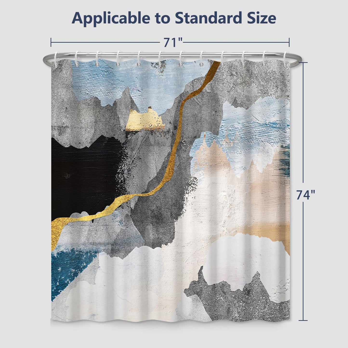 Xiazhilaio Abstract Art Shower Curtain with Hooks – Modern Artistic Decorative Curtain for Bathroom Shower, Neutral & Scandinavian Style Bath Tub Curtain Waterproof Washable, 71x74 Inch