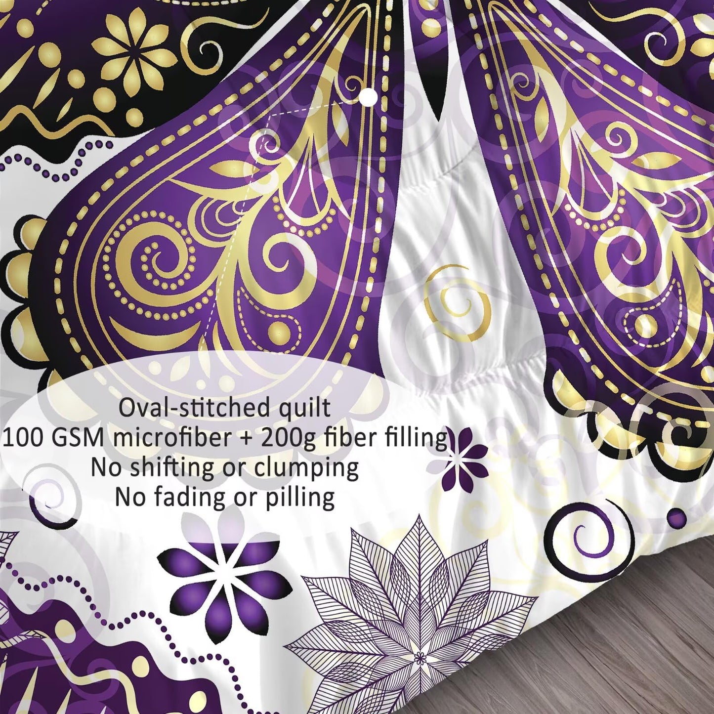 DJNEAR Butterfly Comforter Set Twin Size Purple Gold Paisley Bedding Sets for Girls Kids Teen Women Bedroom Animal Quilt Room Decor 1 Comforter 1 Pillowcase