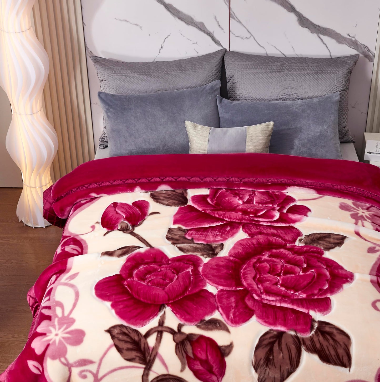 LGYKUMEG Korean Mink Blanket 59"×79" Silky Soft and Warm - 2 Ply Reversible Raschel Bed Blanket for Single Bed（150x200cm2kg）