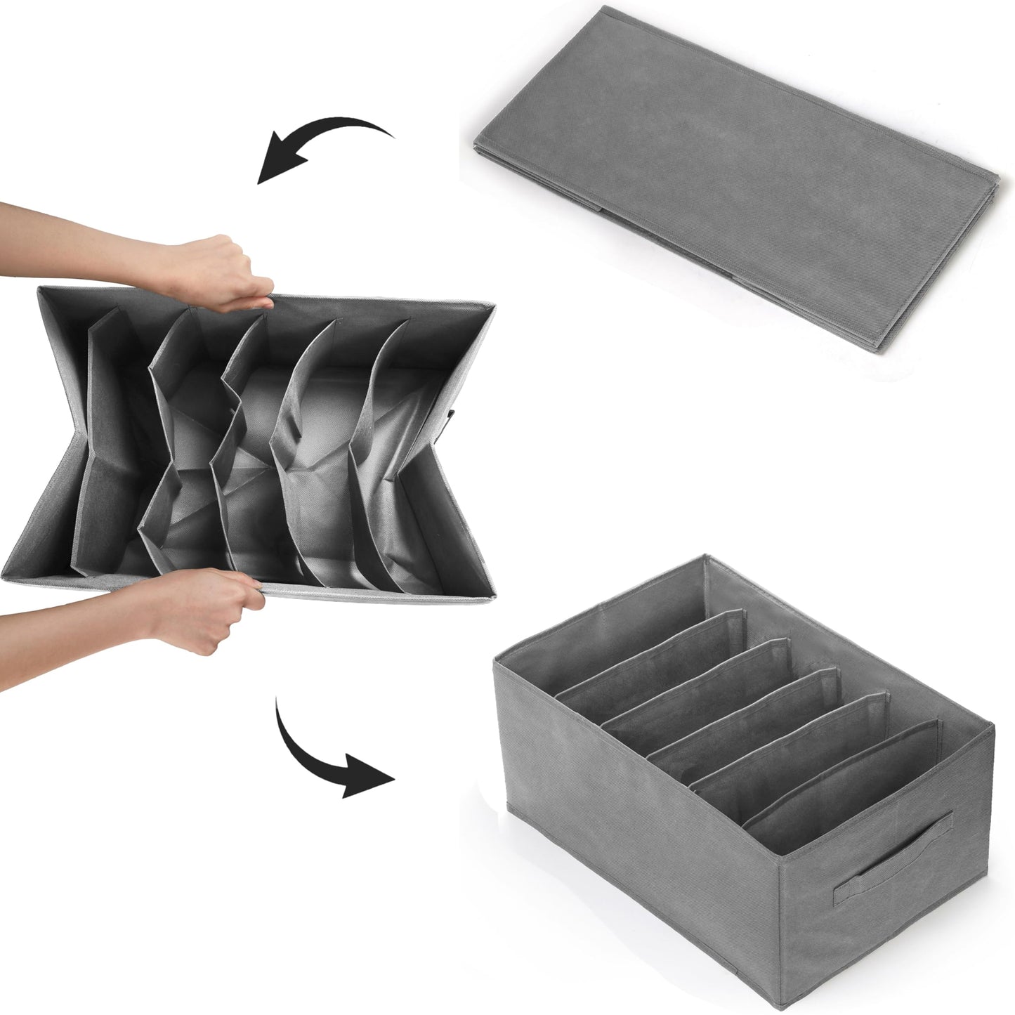 Nicunom 6 Pack Wardrobe Clothes Organizer, 6 Grids Large Clothes Closet Organizer and Storage, Divided Clothing Storage Boxes Bins Closet Drawer Organizer for Jeans T-shirt Pants Sweater
