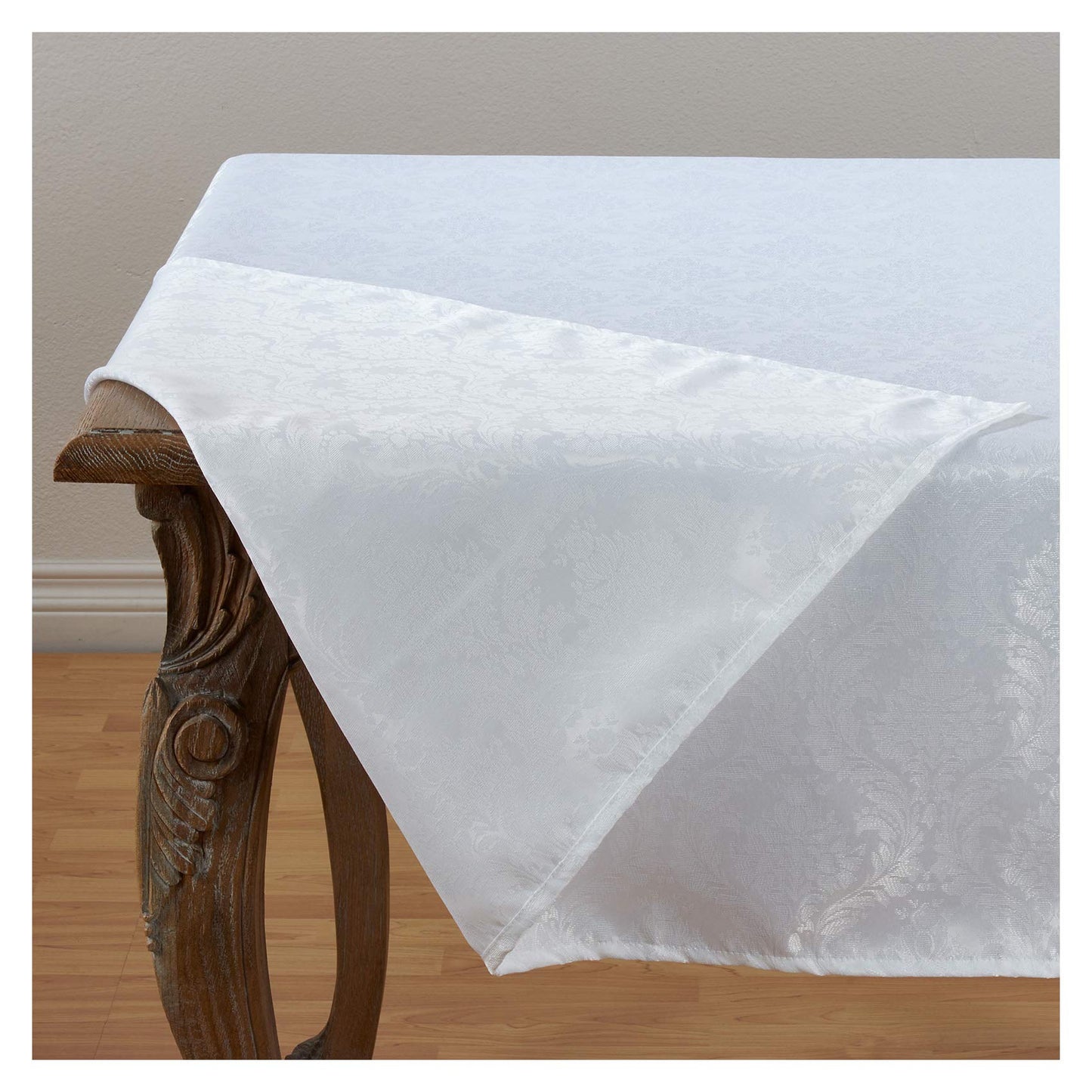 Occasion Gallery White 100% Polyester Victorian Damask Tablecloth, 70" X 180" Rectangle