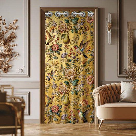 CHGCRAFT Hummingbirds Door Curtain for Doorway Flowers Doorway Curtain Pears Room Divider Curtains with Plastic Rings Folding Doors Curtains for Closet Door Bedroom Living Room Doorway, 39x79 Inch
