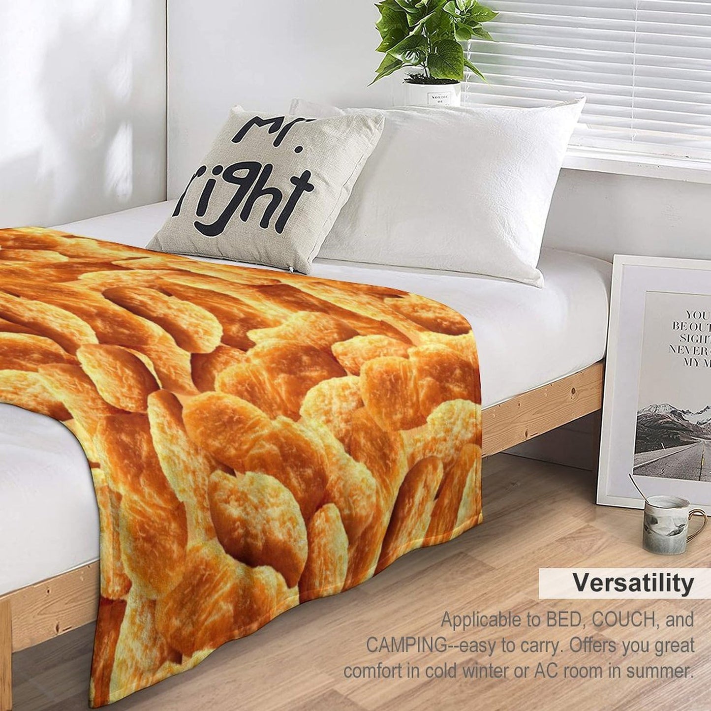 Chicken Nuggets Throw Blanket for Teens Boys Girls and Adults Soft Warm Cozy Funny Midweight Food Flannel Blankets for Couch Sofa Bed Camping Travel Home Decor 40" X 50"