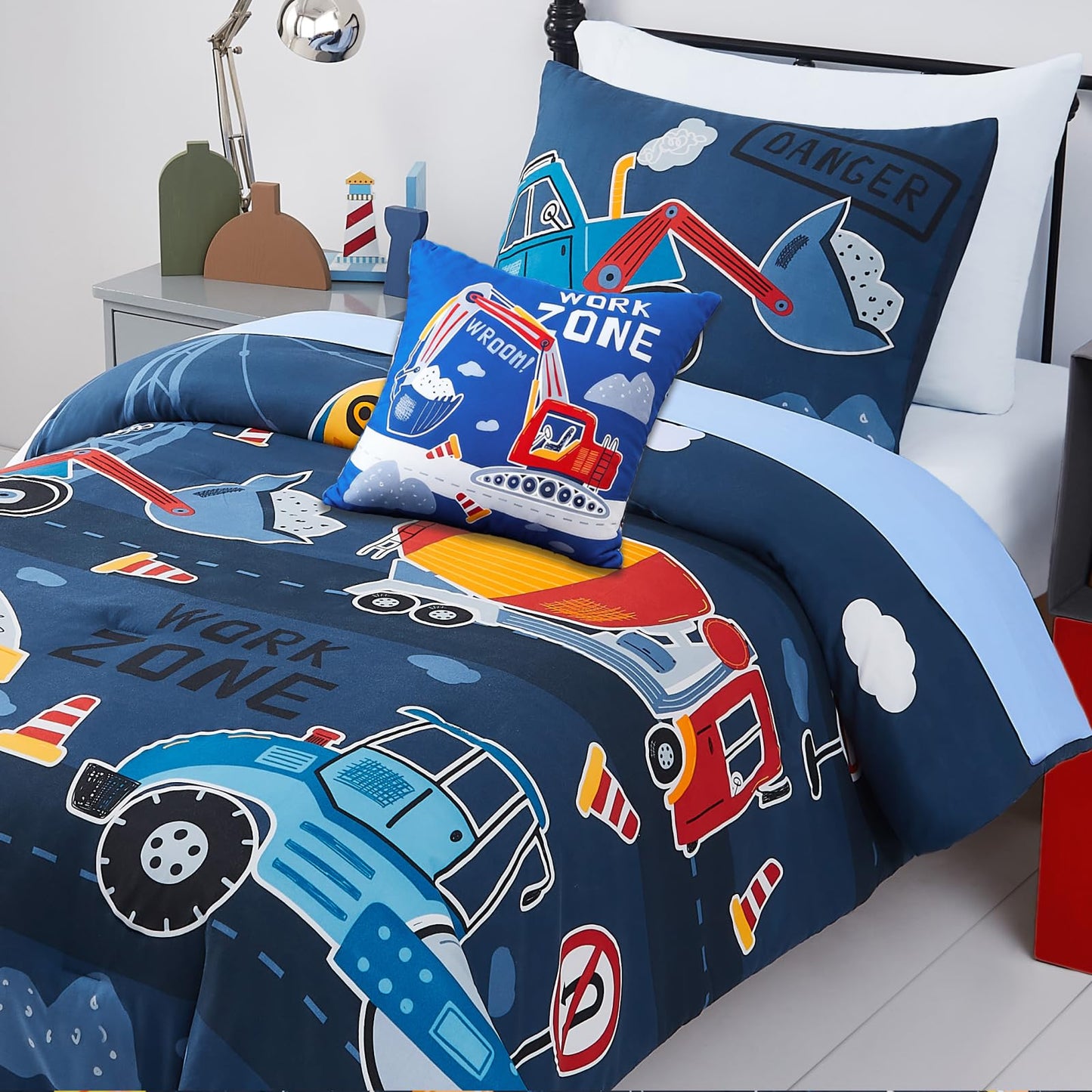 Kaleido Space Kids Comforter Set Twin Size for Boys, Glow in The Dark Truck Bedding Set 1 Comforter, 1 Decor Pillow, 1 Pillow Shams