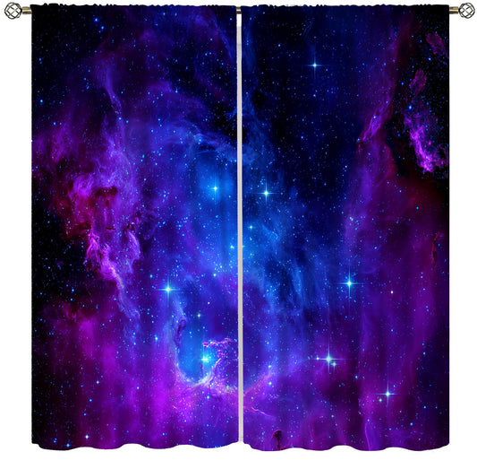 AAVEUP Galaxy Blackout Curtains for Bedroom,Universe Beautiful Blue Purple Meteor Solar System Planet Outer Space Window Drapes Print for Kids Boys Youth Living Room 63x72in