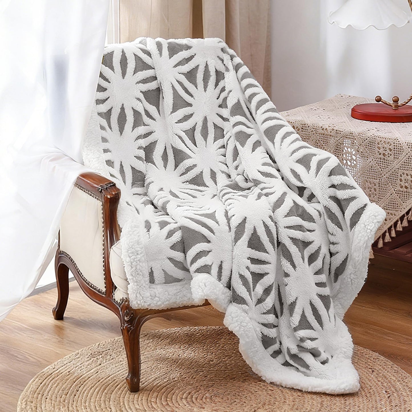 LOMAO Sherpa Fleece Blanket Gifts for Mom Dad Cozy Soft Throw Blanket for Women Men Birthday Gifts Dual Sided Couch Sofa Bed Blanket (Grey,51x63)