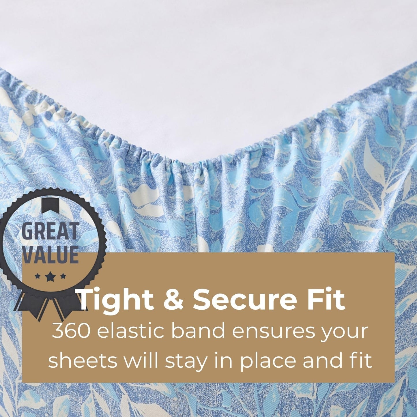 HLC.ME Leaves Printed - Floral Bed Sheets - Botanical Patterned Bed Sheet Set - Wrinkle Resistant & Ultra Soft - Fits Mattresses up to 15 Inches Deep (Full Size, Blue)