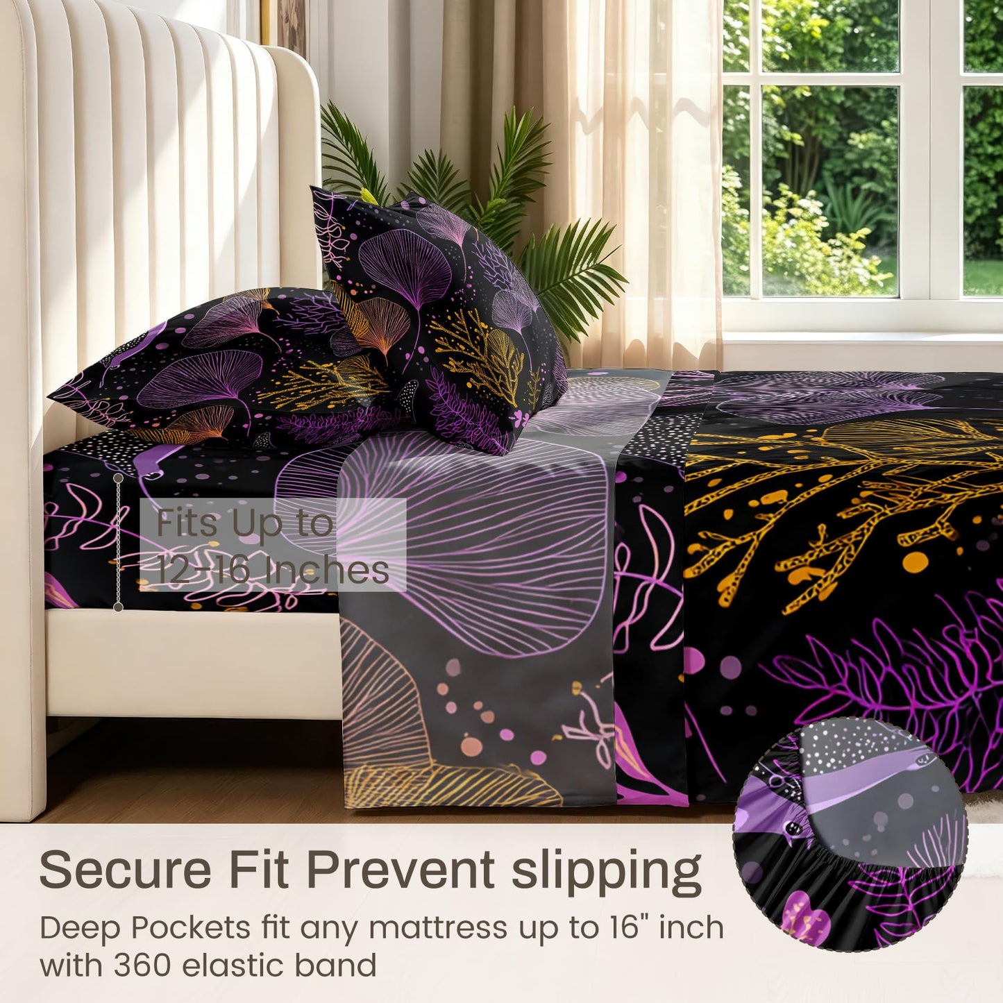 Coral Queen Sheet Set Neon Ocean Flat Fitted Sheet Sets