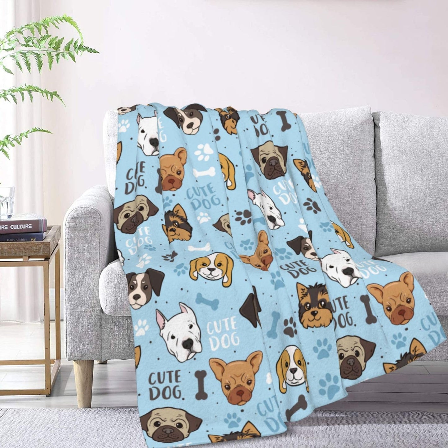 Cute Puppy Dog Dogs Fleece Blanket - Soft Cozy Plush Throw Blanket for Adults Kids Pet, Lightweight Warm Flannel Sherpa Blanket for Couch Bed Sofa, Gift for Dog Lovers 50"x40"
