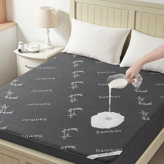 BEDLORE Full Size Waterproof Mattress Protector Viscose Derived from Bamboo, Soft Mattress Cover Fitted with Deep Pocket 6"-15", Breathable Noiseless Mattress Pad, Machine Washable(Gray)