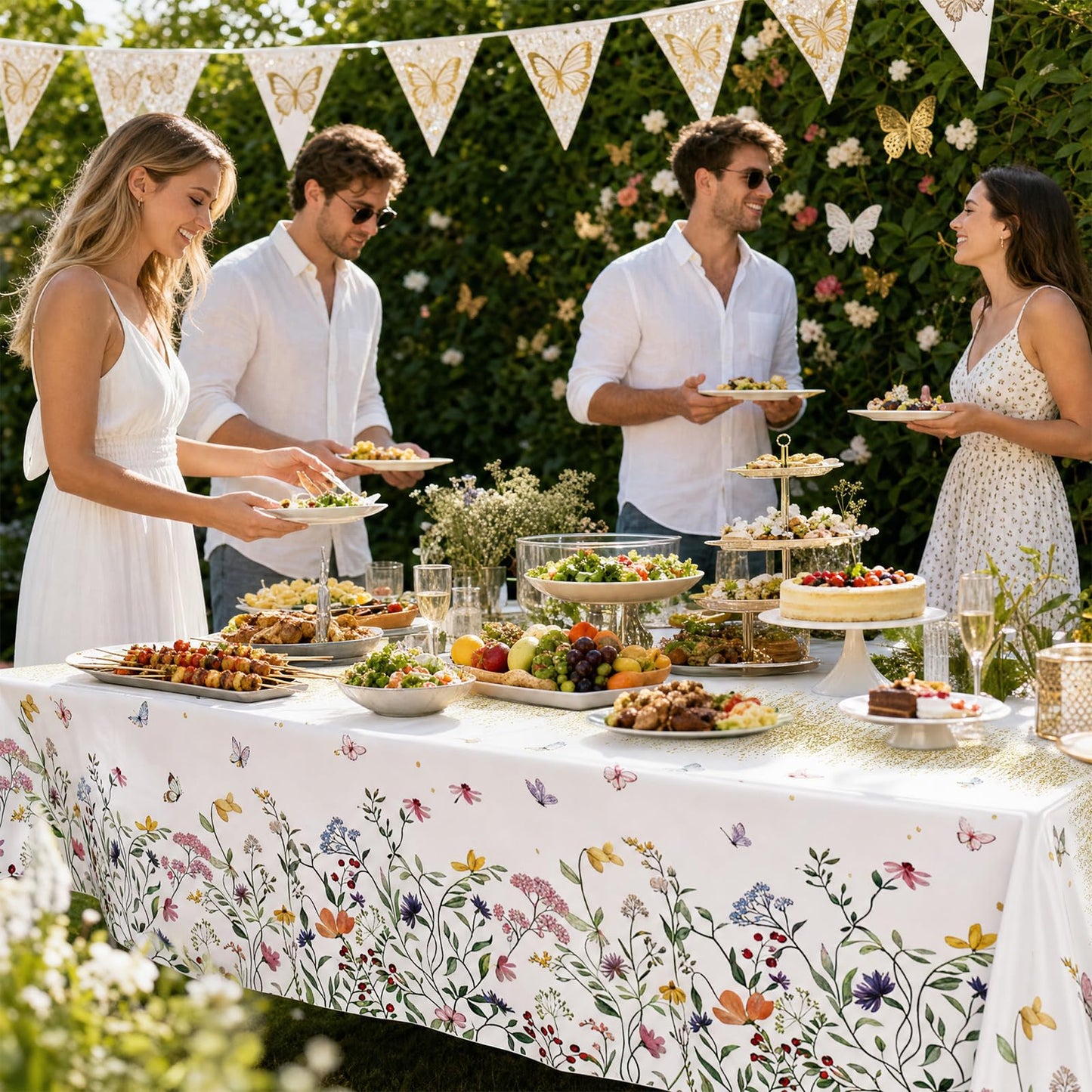Floral Tablecloth 2 Pack Wildflower Tea Party Disposable Table Cover