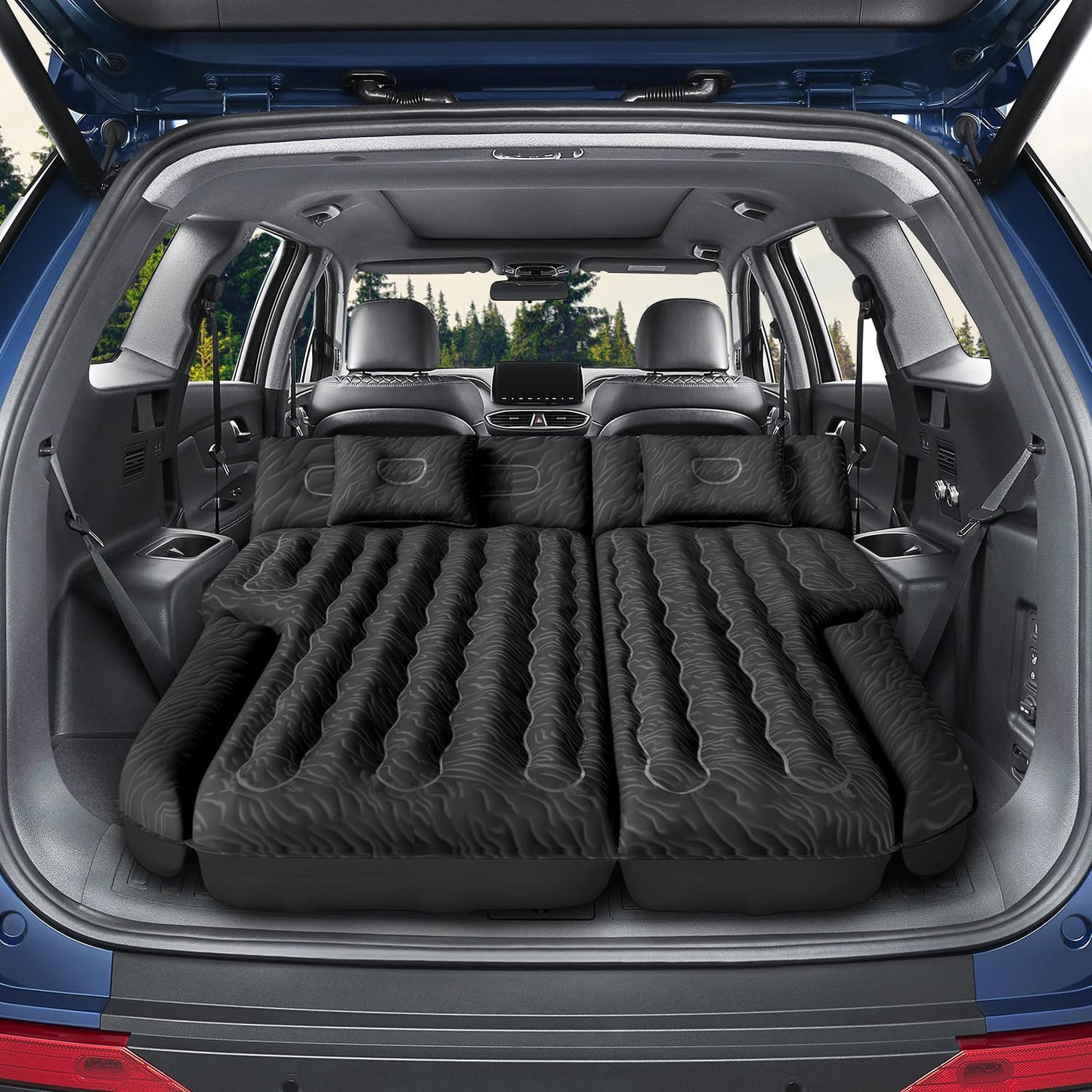 DikaSun Inflatable SUV Air Mattress Bed, Double-Sided Flocking Travel Camping Bed with Air Pump and 2 Pillows for Universal SUV