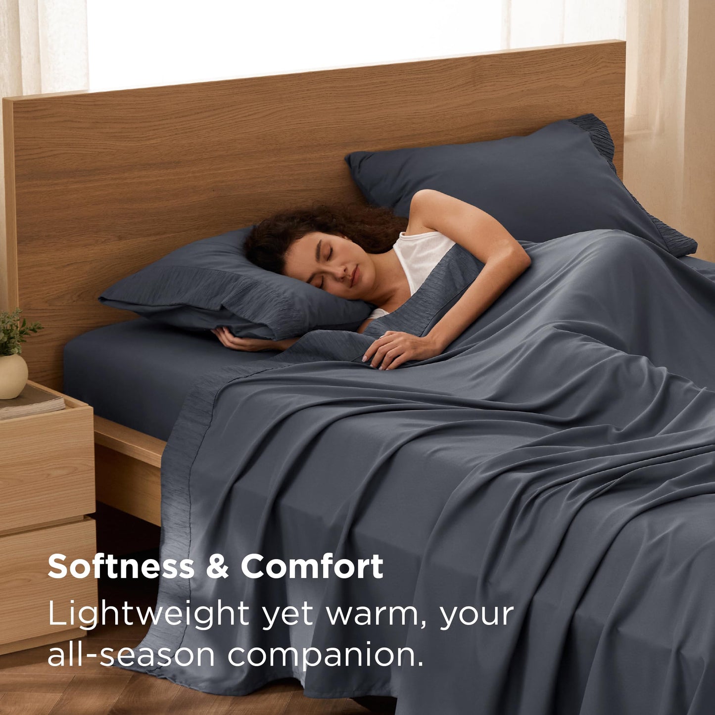 Bedsure Queen Sheet Set - 4 Pieces Soft Queen Size Sheets - Breathable & Cooling - Hotel Luxury - Easy Care Polyester Microfiber Bedding for Kids, Women, Men, Dark Grey