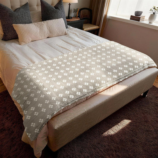 SHSYCER 2 Layer Cozy Lightweight Muslin Cotton Blanket for Bed, Couch & Sofa, Summer Bedding Coverlet with Pattern,Camel,Twin 59''x78''