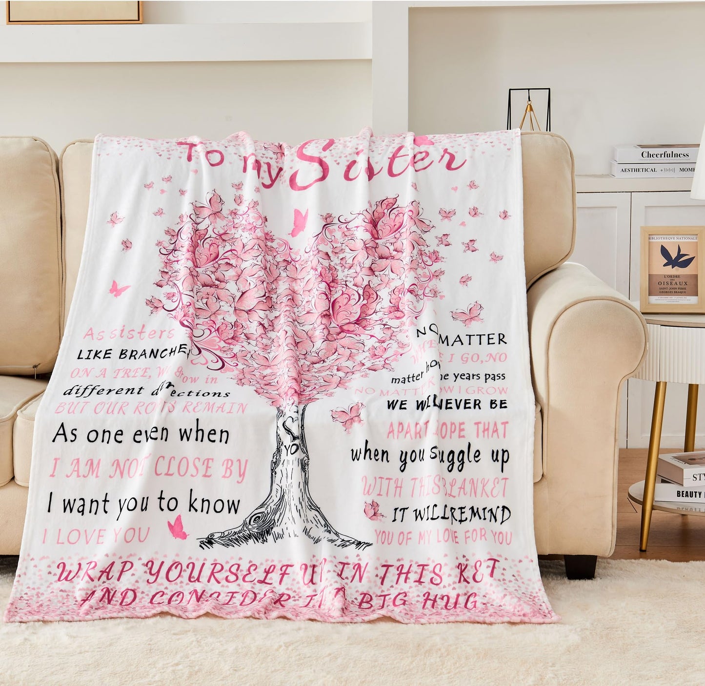Mothers Day Blanket Gifts for Sister, Happy Birthday Sister Gifts Blanket, Sisters Gift from Sis, Sisters Gift for Christmas - Graduation - Thanksgiving Soft Throw Blanket 60" X 50"