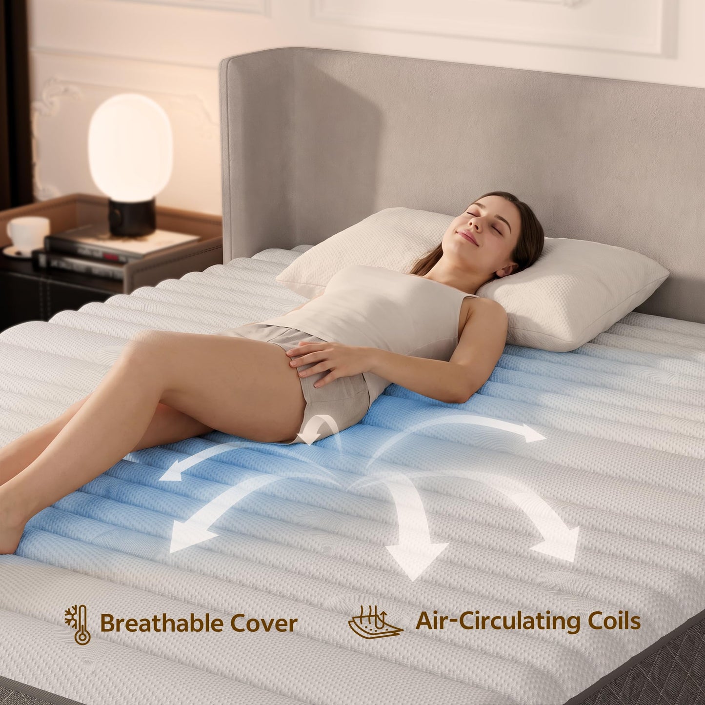 Matoresu 12 Inch Full Mattress Medium Firm,Hybrid Full Mattresses, 7-Zone Memory Foam Mattress with Pocket Sprung for Body Support & Pressure Relief