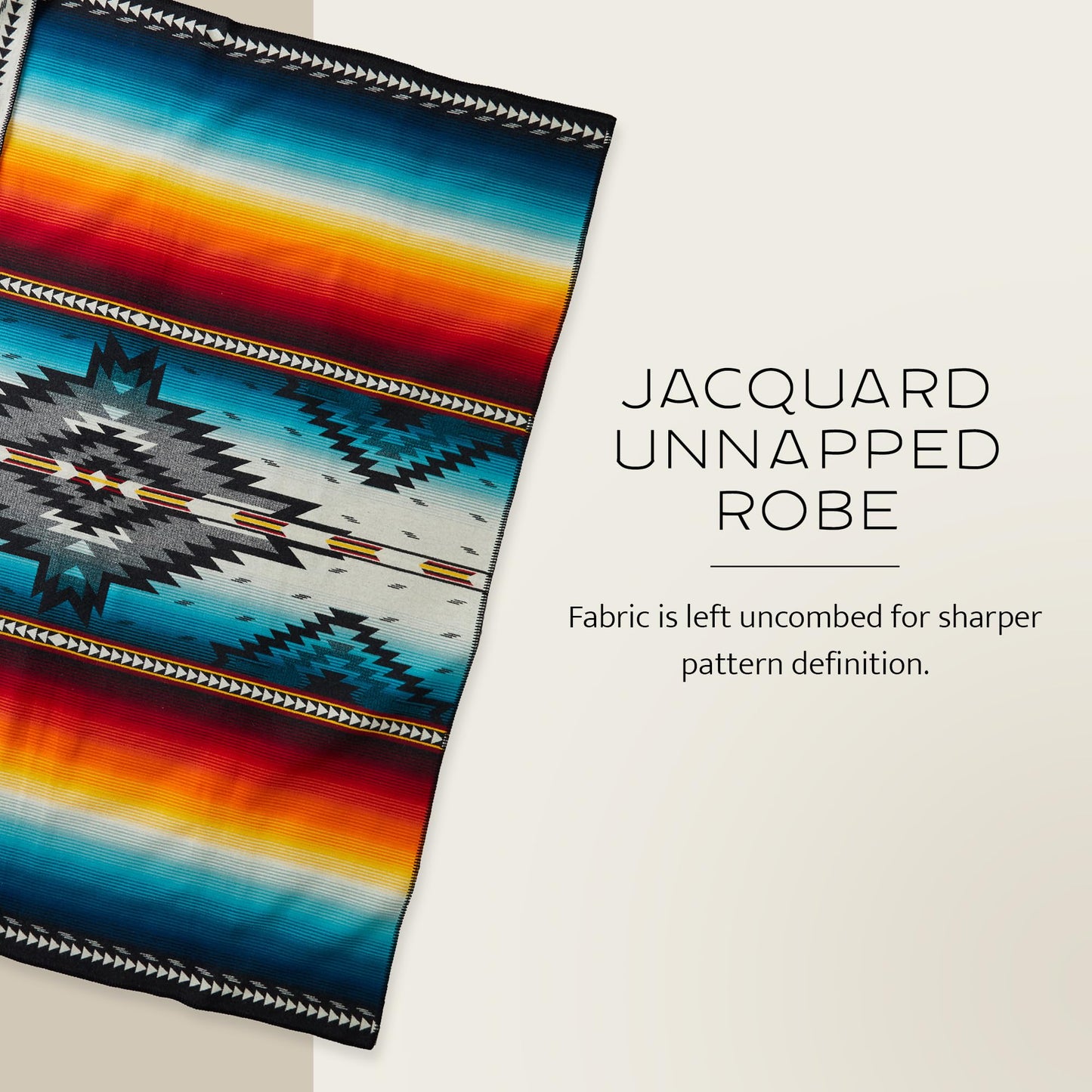 Pendleton Jacquard Unnapped Twin Blanket 64" x 80" - Heirloom Quality Virgin Wool, Reversible, Reinforced Ultrasuede Binding, Made in USA - Saltillo Sunset
