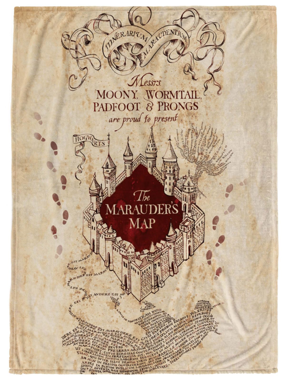 Jay Franco Harry Potter Marauders Map Throw Blanket 50 x 70 Inches, Super Soft Cozy Fleece, Fade Resistant, Hogwarts Map Design, Machine Washable (Official Harry Potter Product)