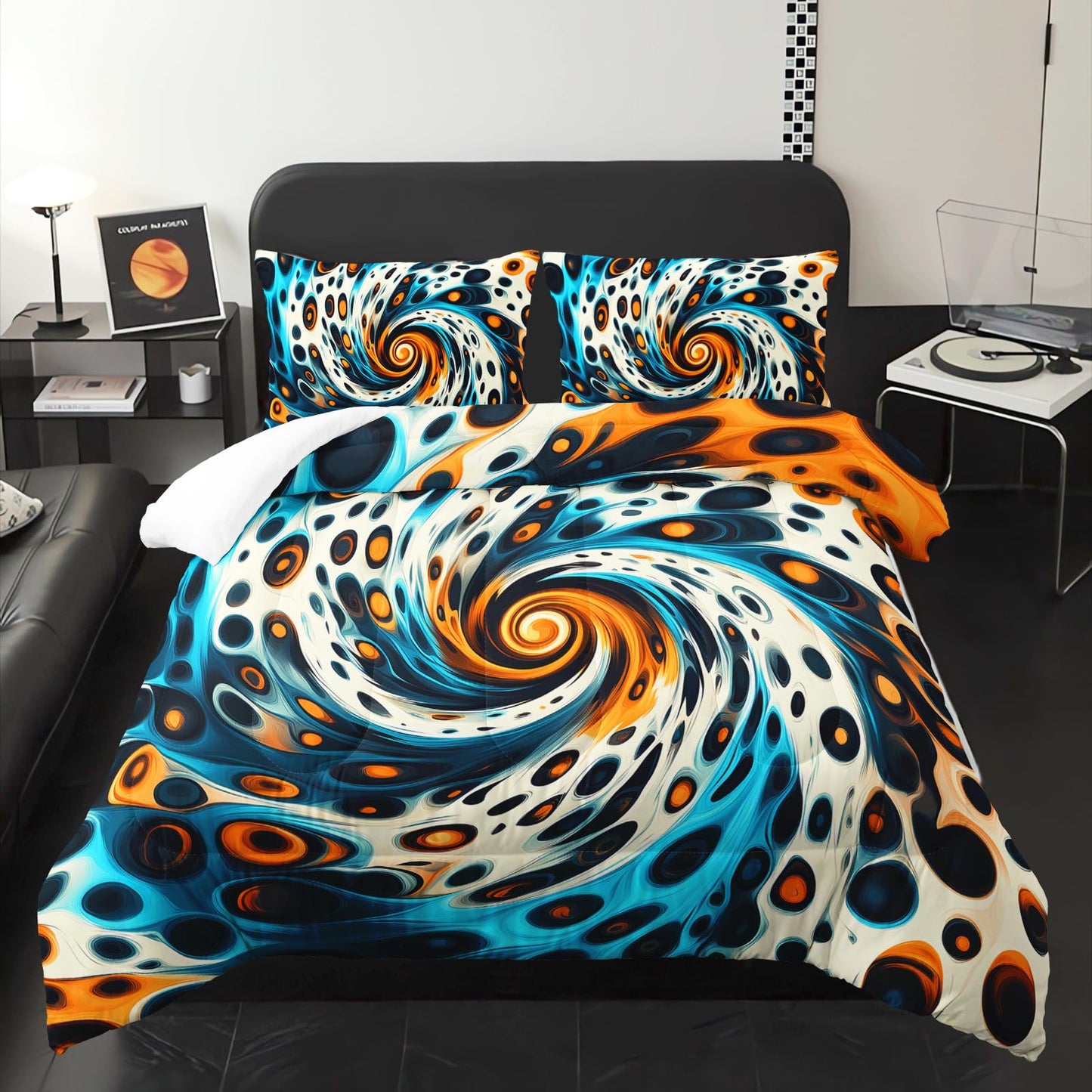 lneffble Leopard Print Geome Comforter Set Full Size，Leopard Print Bedding Set Full