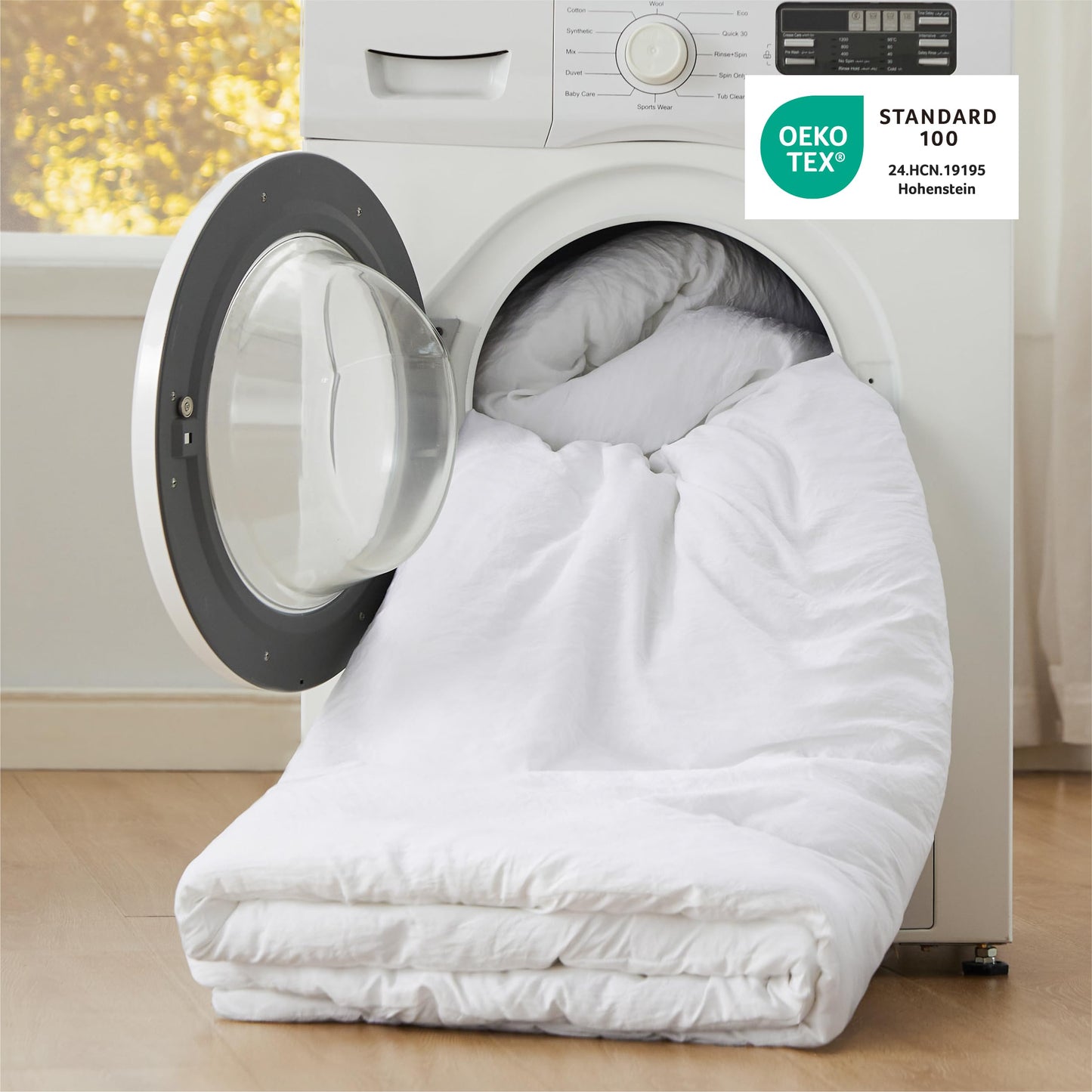 Bedsure Queen Comforter Set, White Soft Prewashed Bedding for All Seasons, 3 Pieces GentleSoft™ Bed Set, 1 Lightweight Comforter (90"x90") and 2 Pillowcases (20"x26")