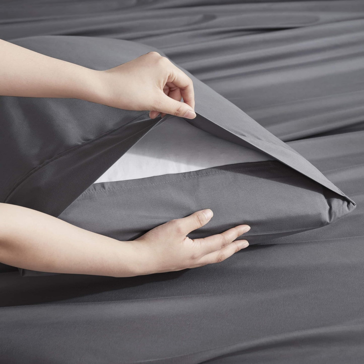 Nestl Extra Deep Cal King Sheet Set - 6 Piece Breathable & Cooling Sheets - Hotel Luxury Bedding Set w/18-24 Inch Deep Pockets - Easy & Secure Fit - Super Soft, Wrinkle Free & Comfy - Dark Gray