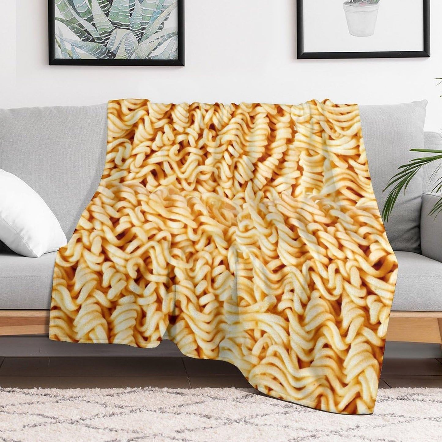 Ramen Noodles Throw Blanket for Teens Boys Girls and Adults Soft Warm Cozy Funny Midweight Food Flannel Blankets for Couch Sofa Bed Camping Travel Home Decor 40" X 50"