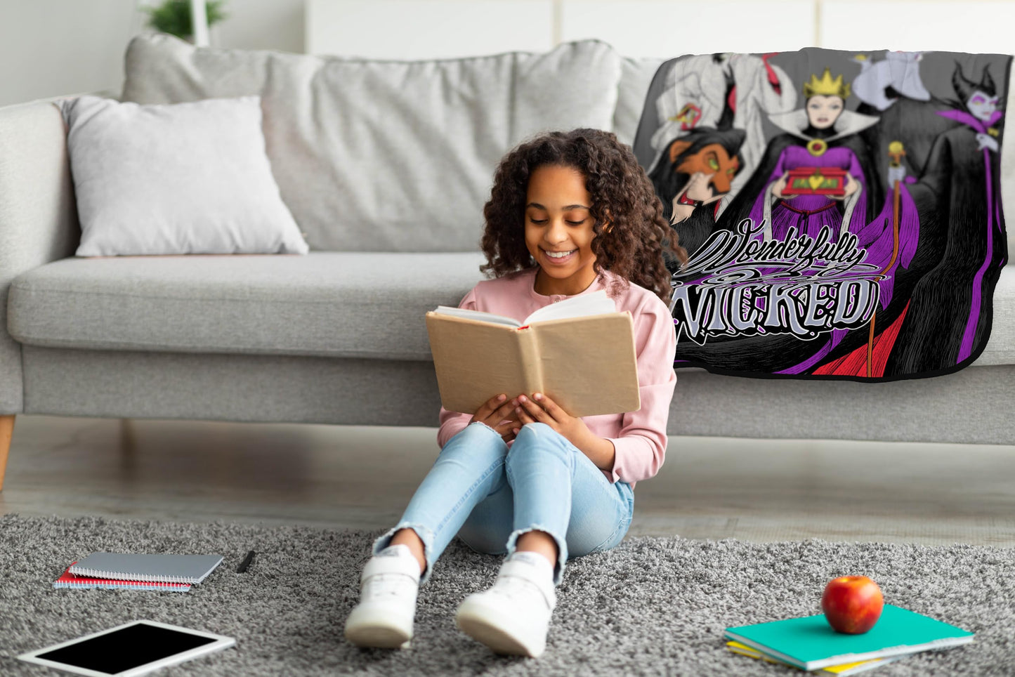 Jay Franco Kids Plush Throw Blanket – Soft & Cozy Fleece Throw for Bedroom & Couch Décor, Official Licensed Product, Multi - Disney Villains, 46x60 - Throw Blanket