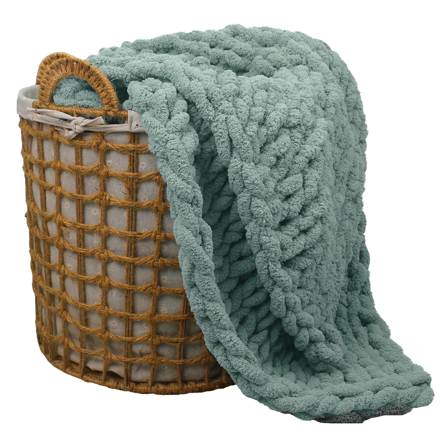 Carriediosa Chunky Knit Throw Blanket & Cable Knit Throw Blanket， 50" X 60" Sage Green